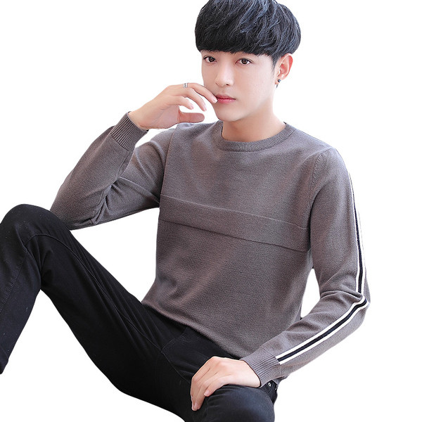 Pulover casual barbatesc cu benzi laterale in trei culori