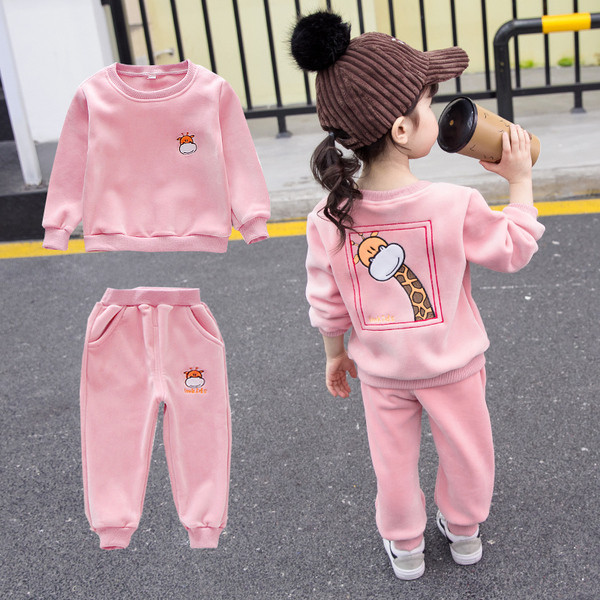 Set copii pentru fete bluza cu broderie colorata si pantaloni