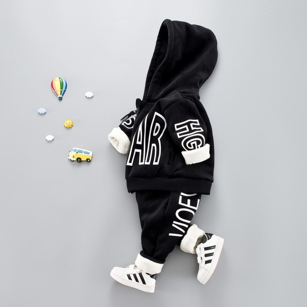 Set copii pentru fete si baieti - hanorac cu gluga si pantaloni cu talie inalta