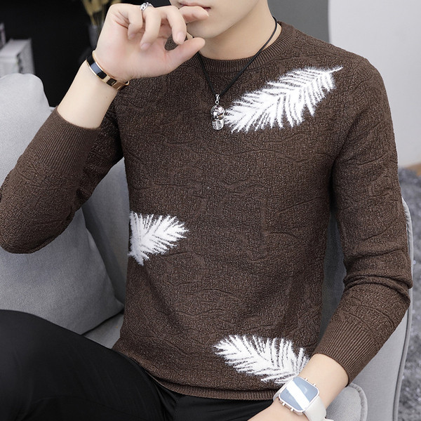 Pulover gros barbatesc casual cu broderie in trei culori