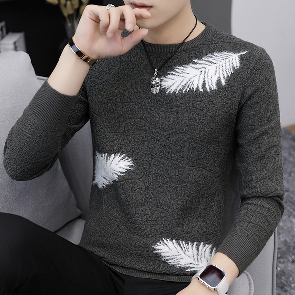 Pulover gros barbatesc casual cu broderie in trei culori