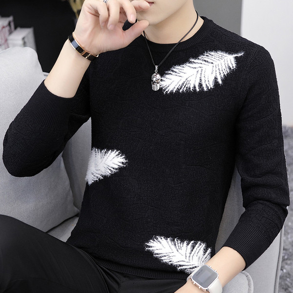 Pulover gros barbatesc casual cu broderie in trei culori