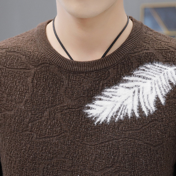 Pulover gros barbatesc casual cu broderie in trei culori