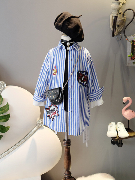 NOU Cămașă elegantă pentru copii pentru fete cu un element - paiete în albastru