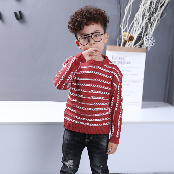 Παιδικό πουλόβερ με κολάρο σε σχήμα Γ σε διάφορα χρώματα