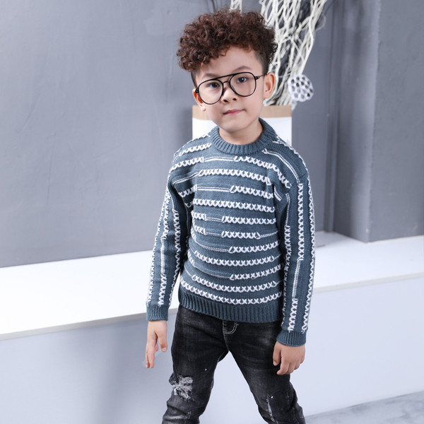 Παιδικό πουλόβερ με κολάρο σε σχήμα Γ σε διάφορα χρώματα