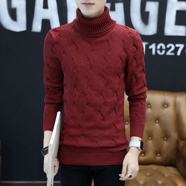 Κομψό πουλόβερ για άνδρες με υψηλό κολάρο σε διαφορετικά χρώματα