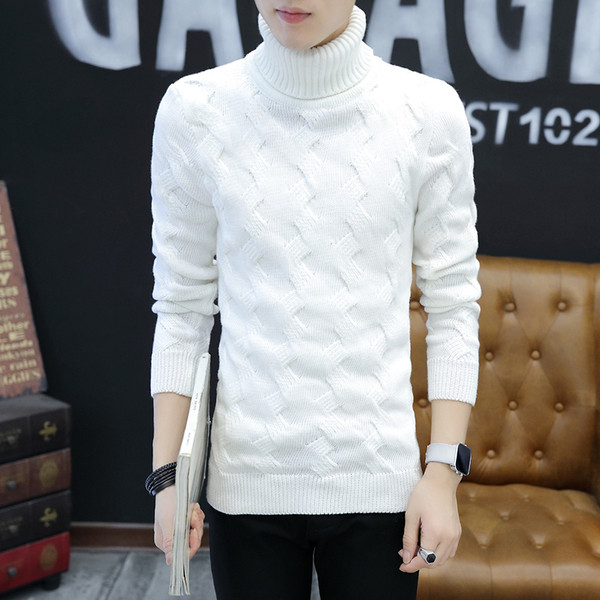 Κομψό πουλόβερ για άνδρες με υψηλό κολάρο σε διαφορετικά χρώματα