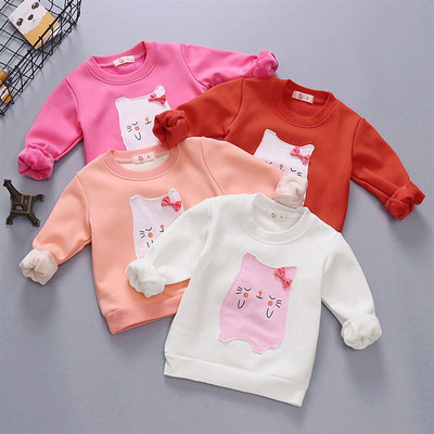 Детски пуловер за момичета в няколко цвята с щампа