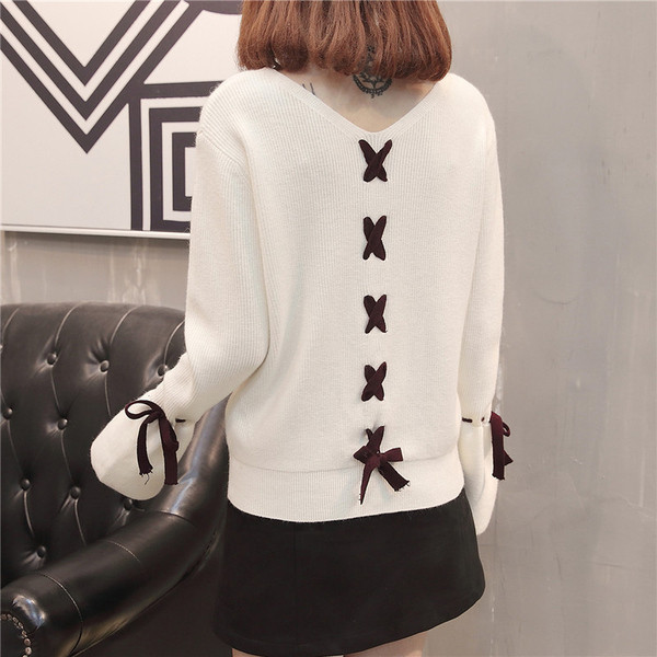 Pulover elegant pentru femei cu o panglică în trei culori