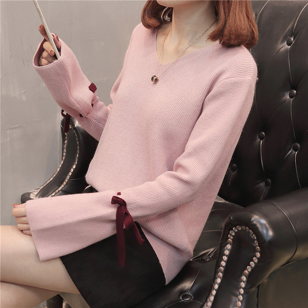 Pulover elegant pentru femei cu o panglică în trei culori