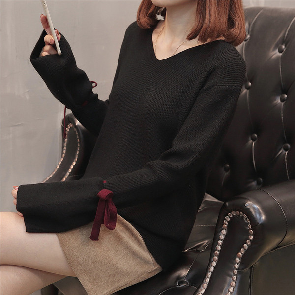 Pulover elegant pentru femei cu o panglică în trei culori