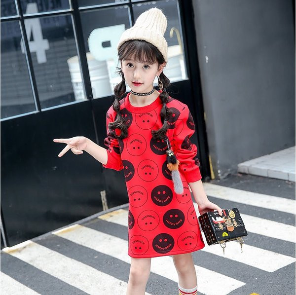 Rochie moderna pentru copii cu guler in forma de O