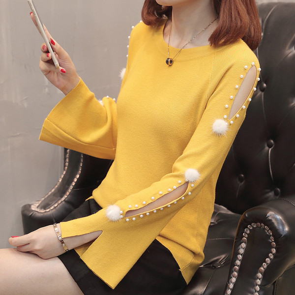 Pulover de dama cu maneci lotus in mai multe culori