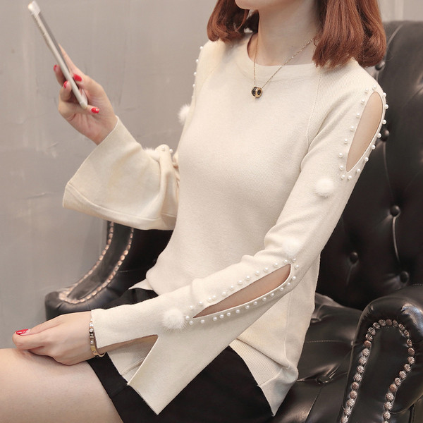 Pulover de dama cu maneci lotus in mai multe culori