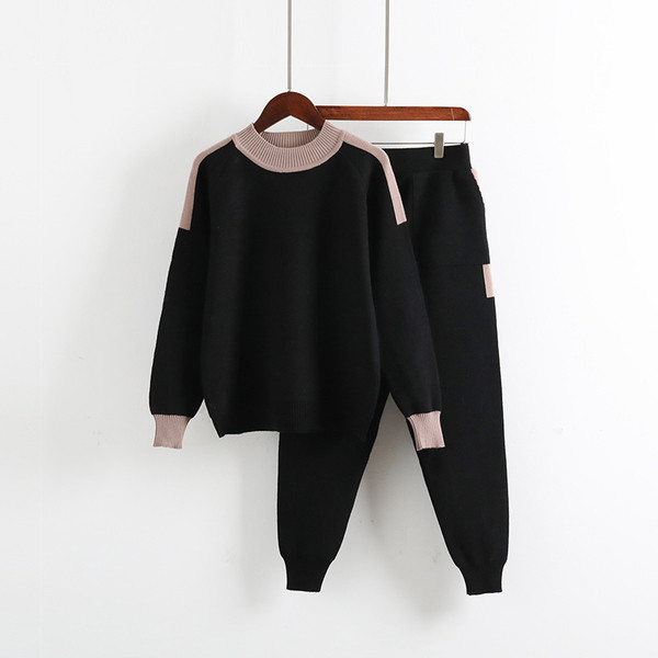 Set pulover + pantaloni de tricotat de damă modern - trei culori