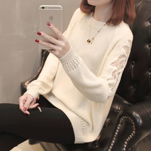 Pulover elegant de dama cu dantela in mai multe culori