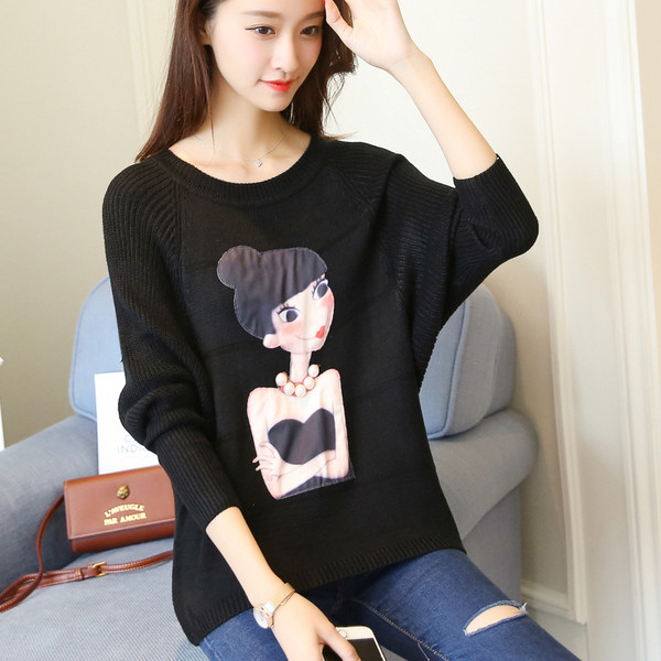 Γυναικείο πουλόβερ με εφαρμογές σε τέσσσερα χρώματα