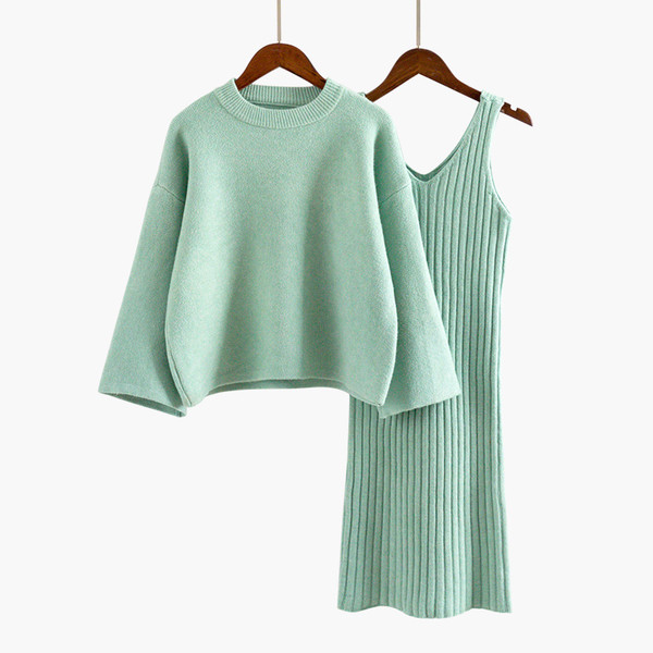 Modern női kötőkészlet, blúz + ruha - négy színben