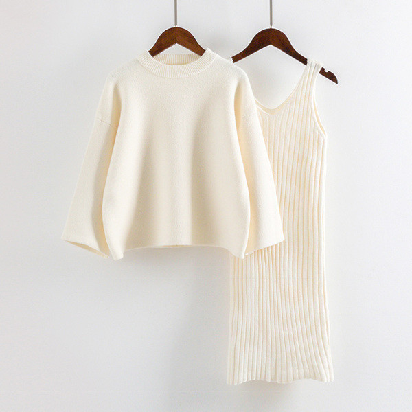 Modern női kötőkészlet, blúz + ruha - négy színben