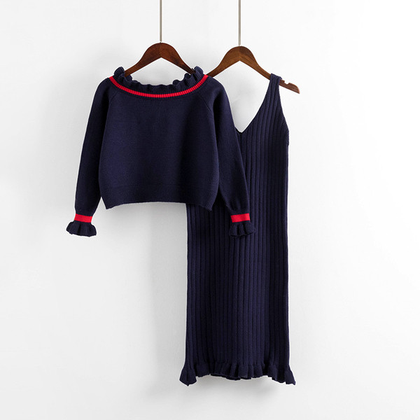 ΝΕΟ γυναικείο πλεκτό σετ  μπλούζα + φόρεμα  - τρία χρώματα