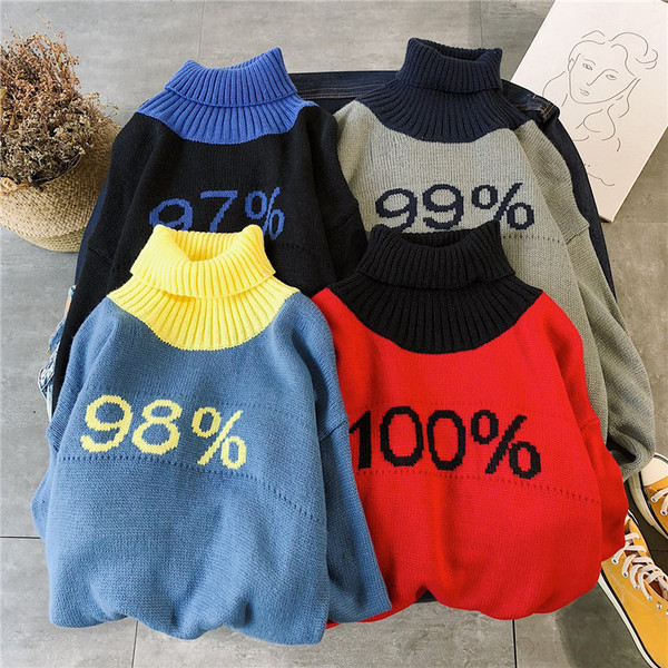 Casual ανδρικό πουλόβερ με υψηλό γιακά σε τέσσερα χρώματα