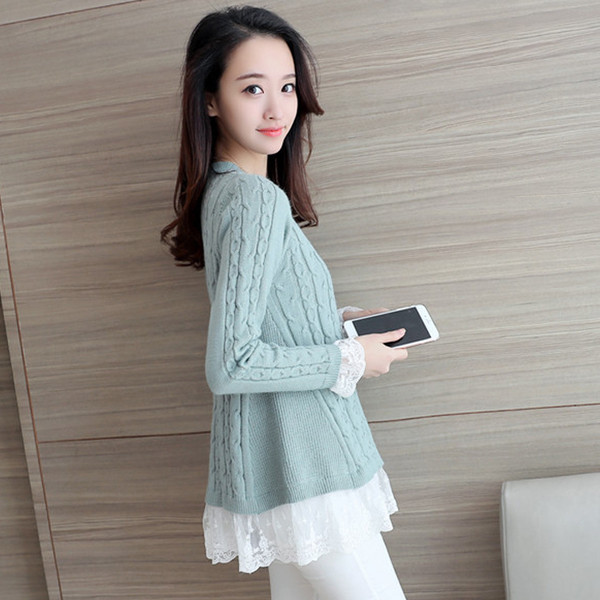 Γυναικείο κομψό πουλόβερ με δαντέλα