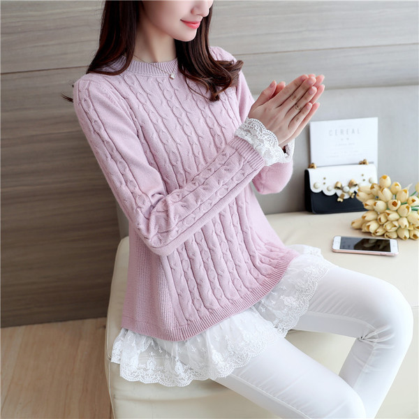 Γυναικείο κομψό πουλόβερ με δαντέλα