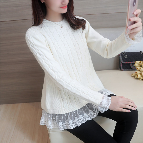 Γυναικείο κομψό πουλόβερ με δαντέλα