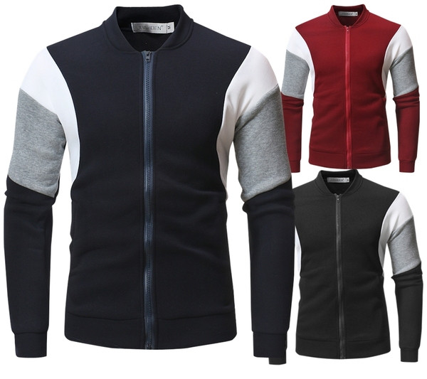 Férfi pulóver cipzárral és O-alakú gallérral, három színben