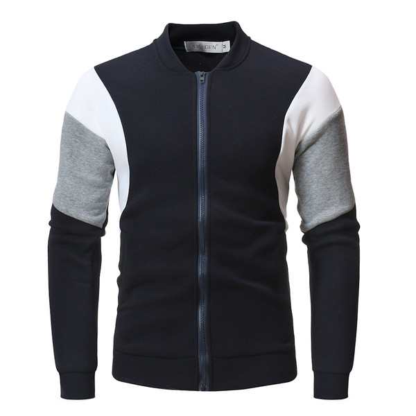 Férfi pulóver cipzárral és O-alakú gallérral, három színben