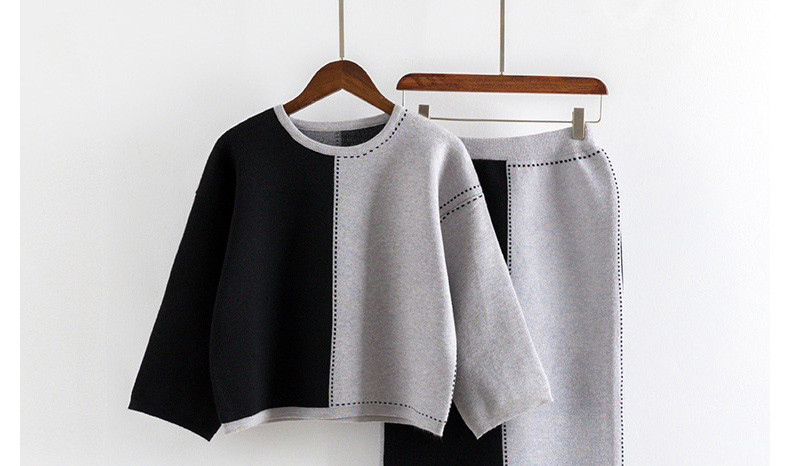 Stílusos női kötőblúz + szoknya szett