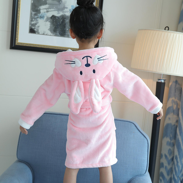 Halat de baie pentru copii cu broderie și element 3D în culoarea roz