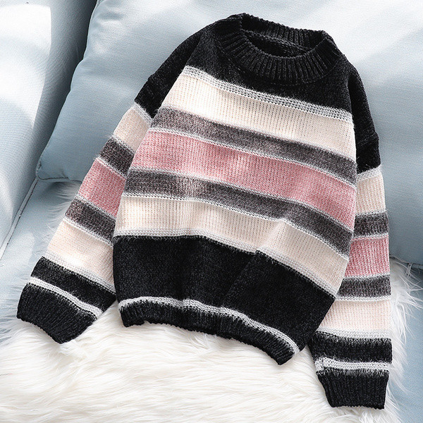 Puha női pulóver O-alakú gallérral, három színben