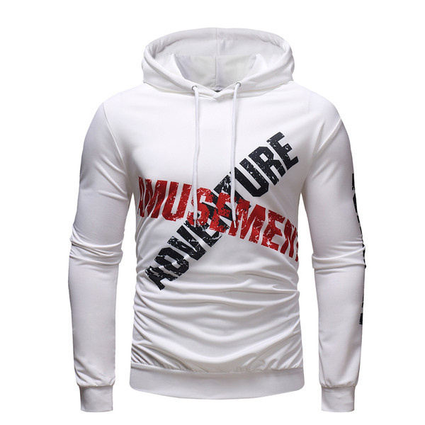 Férfi sportpulóver fehér színben felirattal