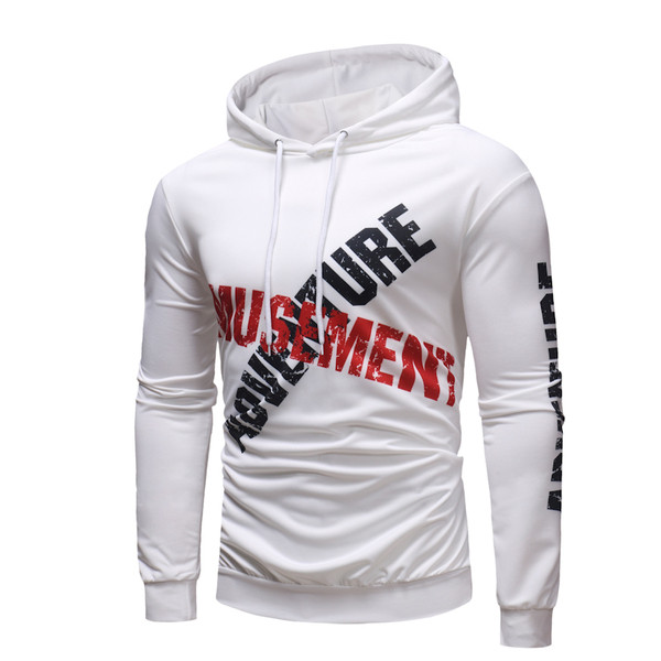 Férfi sportpulóver fehér színben felirattal