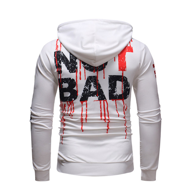 Férfi sportpulóver fehér színben felirattal