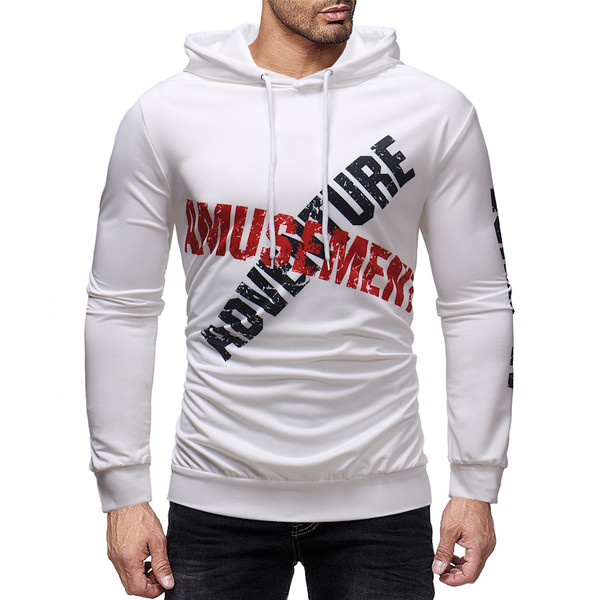 Férfi sportpulóver fehér színben felirattal