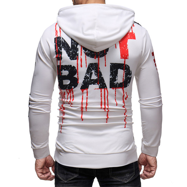 Férfi sportpulóver fehér színben felirattal