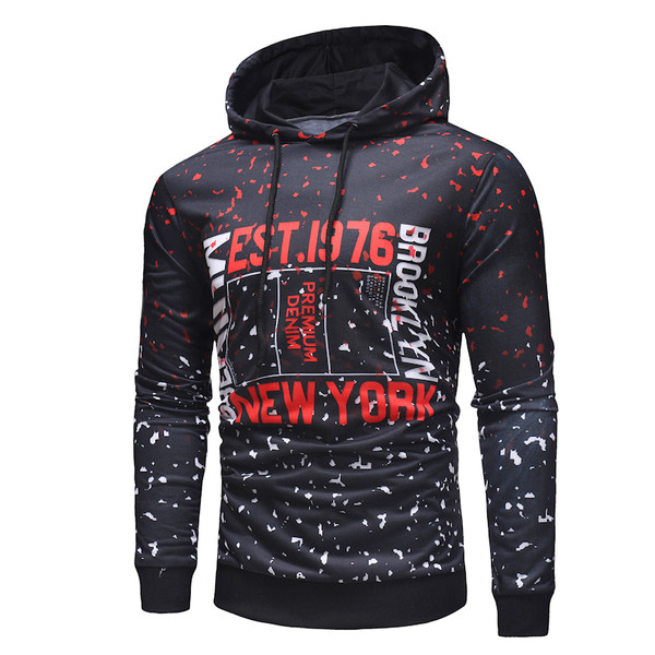 Hanorac zilnic pentru bărbați de culoare închisă cu imprimeu