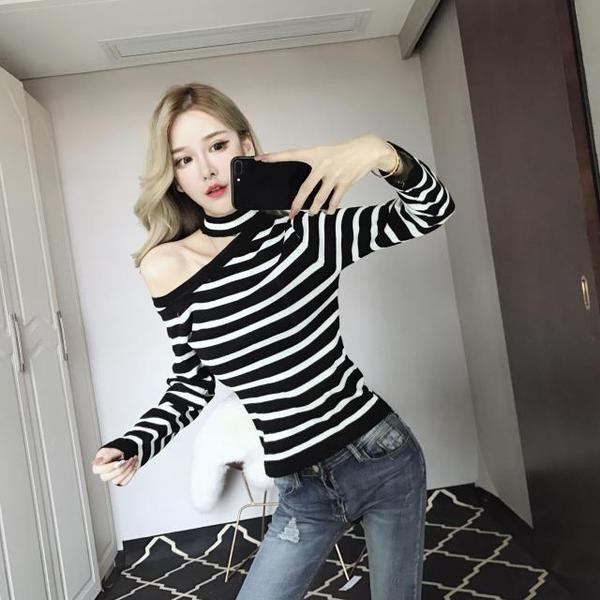 Csíkos női pulóver két színben