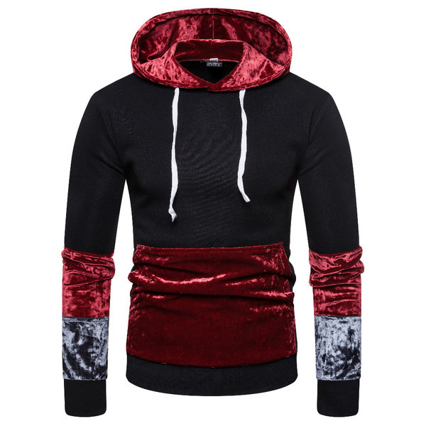 Modern férfi pulóver bársony elemekkel három színben