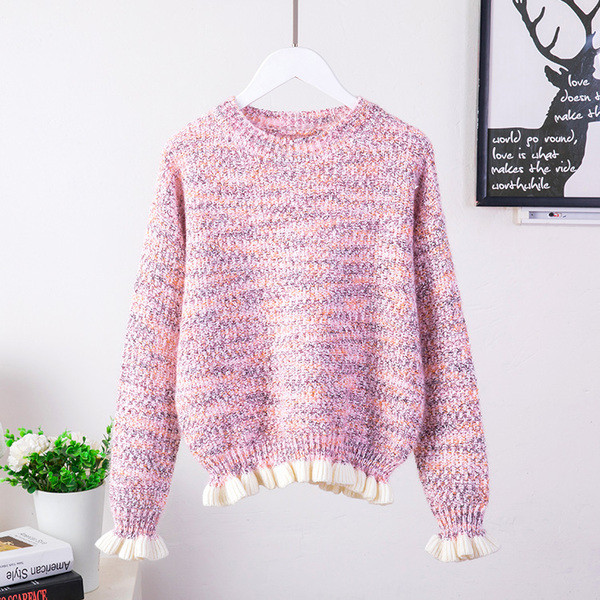 Meleg női pulóver O-alakú gallérral, három színben