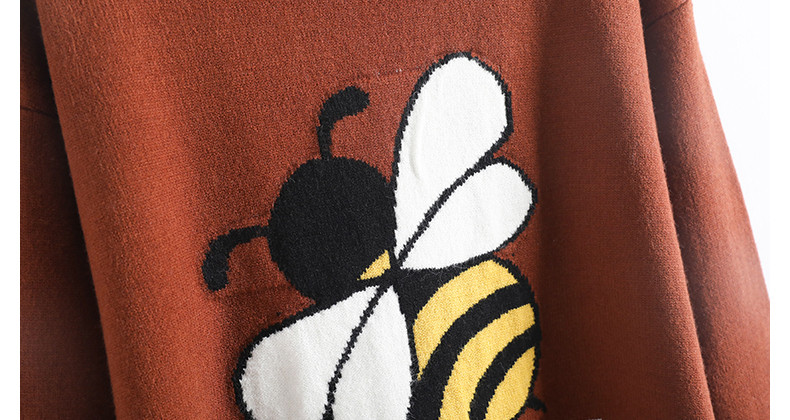 ÚJ modern női pulóver méhecskés barna színben