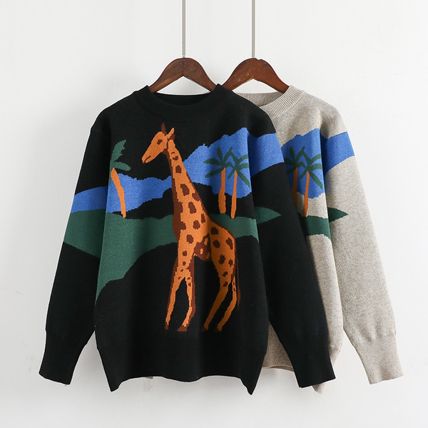 Két színben zsiráfos női pulóver
