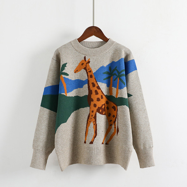 Két színben zsiráfos női pulóver