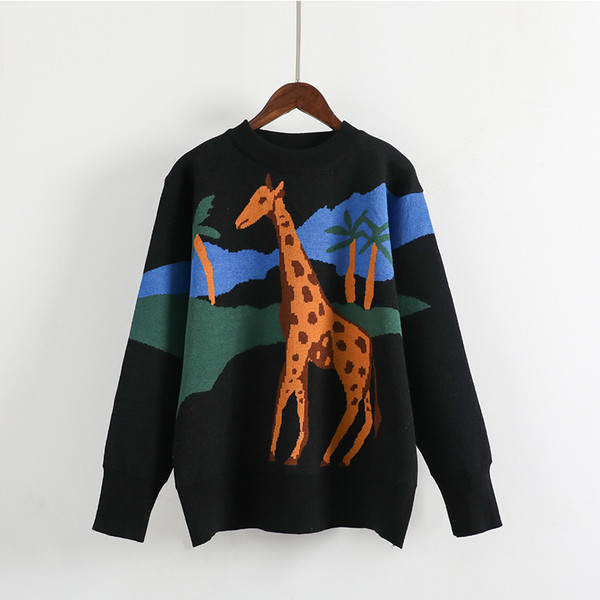 Két színben zsiráfos női pulóver