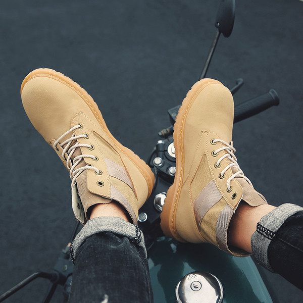 Stílusos férfi csizma fűzős két színben