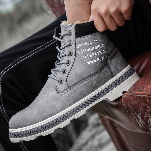 Puha műbőr béléssel ellátott téli férfi csizma három színben