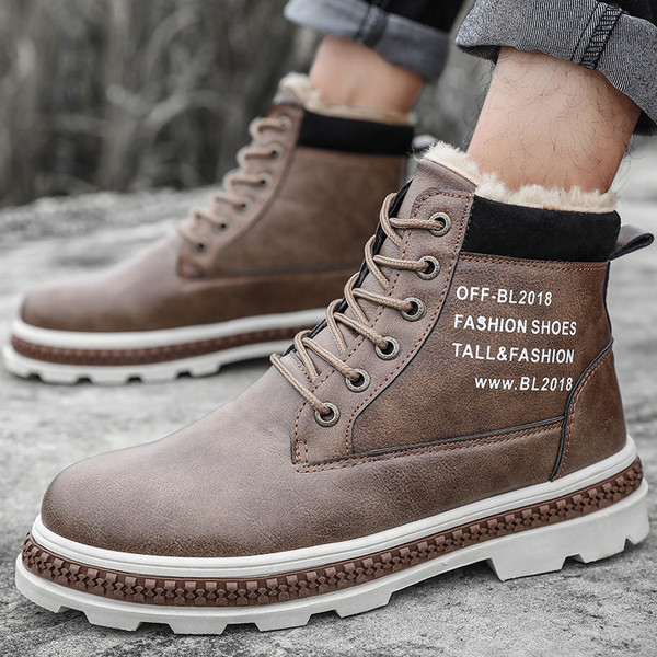 Puha műbőr béléssel ellátott téli férfi csizma három színben